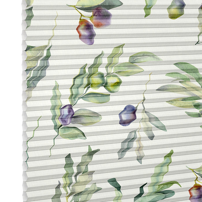 Stoffmuster DUETTE® EL Olive P35401 in Weiß