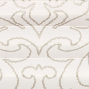 Stoffmuster Perleffekt/Floral Dekor P2863 in Weiß-Beige – lichtdurchlässig